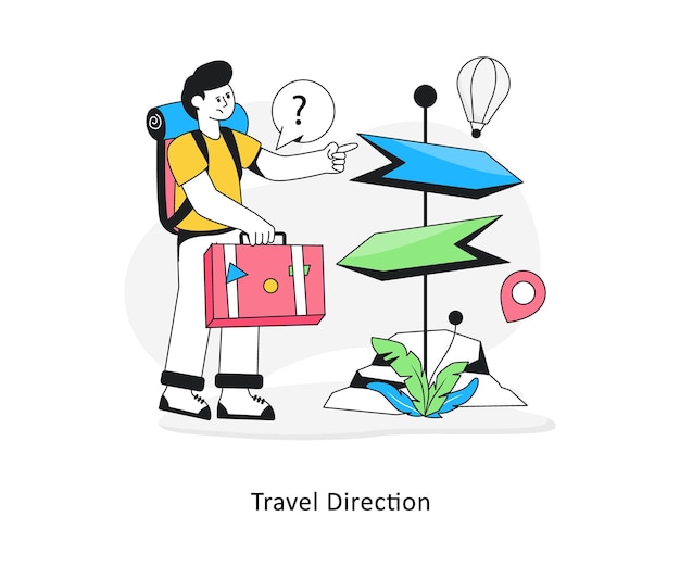 Travel Direction Flat Style Design Vector illustration Stock illustration