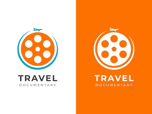 Concetto di design del logo del documentario di viaggio