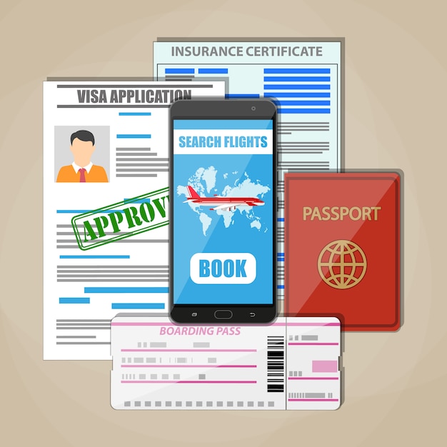 Vector travel documents concept