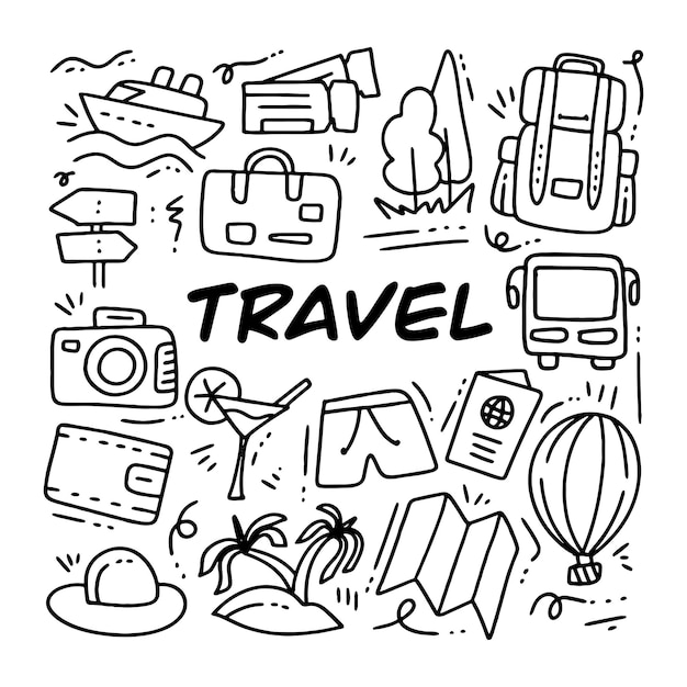 Vector travel doodle hand-drawn