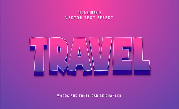 Travel editable 3d text effect
