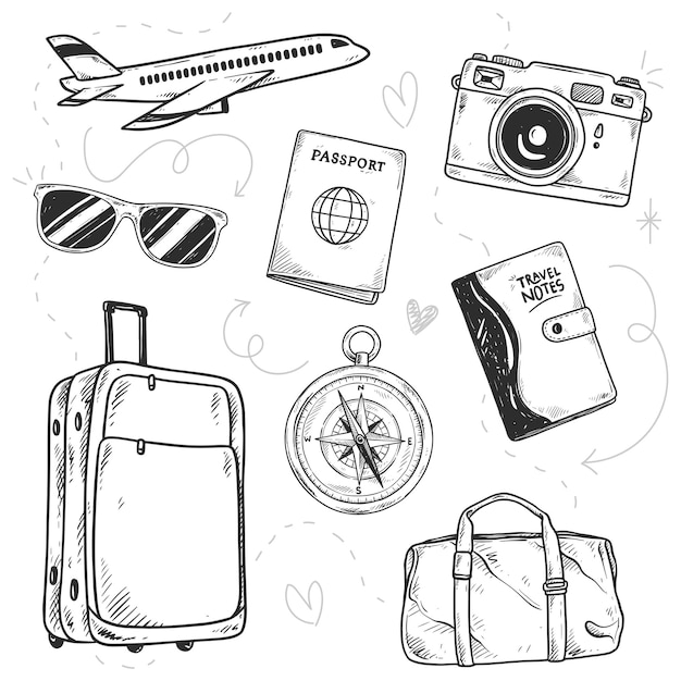 Vector travel element hand drawn illustration vector