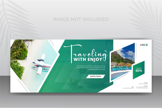 travel facebook cover banner with a green background