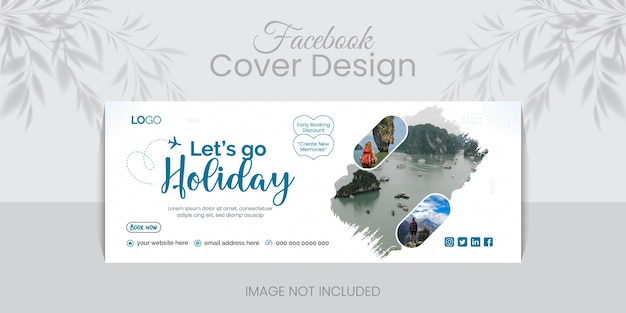 Vector travel facebook cover design template