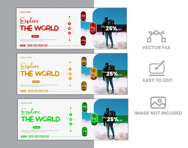벡터 여행 페이스북 커버 디자인
