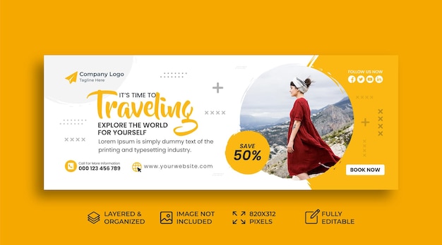 Vector travel facebook cover and holiday vacation social media banner