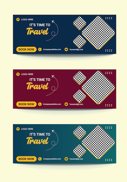 travel facebook cover page web banner professional clean modern travel facebook template design