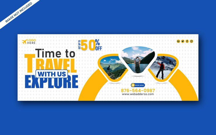 वेक्टर travel facebook cover social media banner and web banner template design tourism travel facebook co