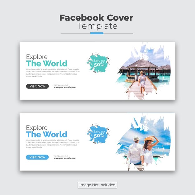 Vector travel facebook cover template or holiday facebook cover template