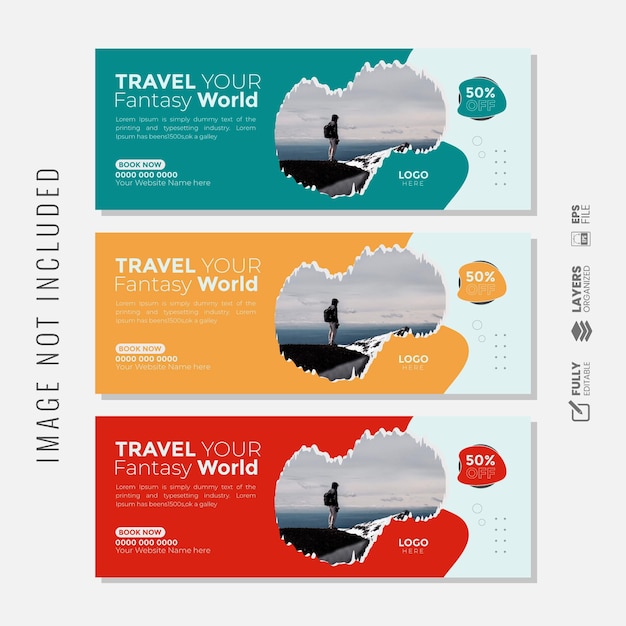 Vector travel facebook cover or web banner template