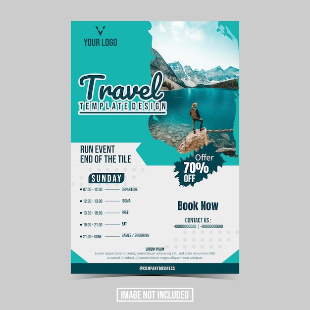 Vector travel flyer book cover for social media post and web banner template editable social media