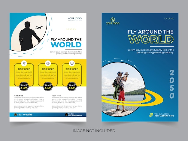 Vector travel flyer and brochure cover design, business poster, leaflet for hotel advertising