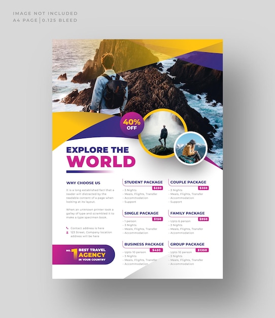 Vector travel flyer brochure design layout, holiday vacation travel poster template