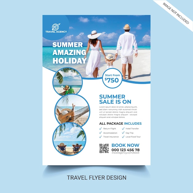 Travel flyer design template in vector
