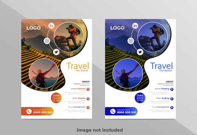 Vector travel flyer design template