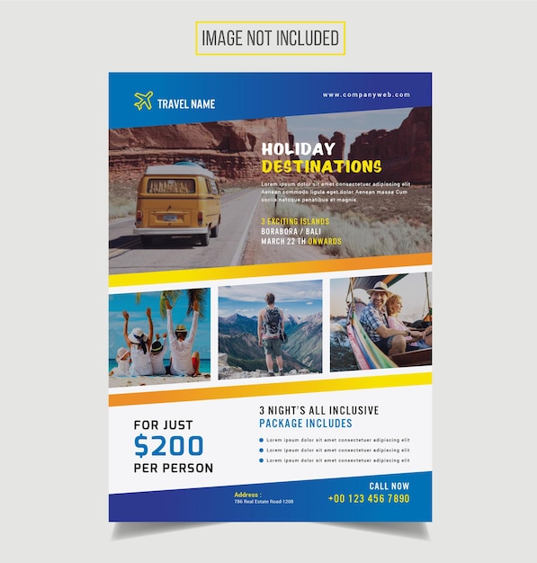 Vector travel flyer design template