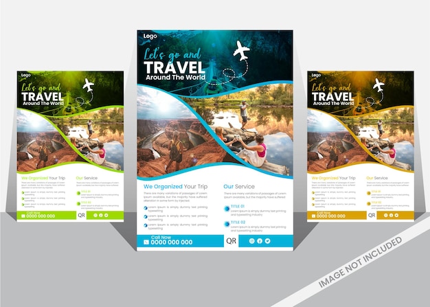 Vector travel flyer design template