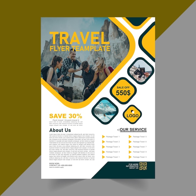 Vector travel flyer free vector template design