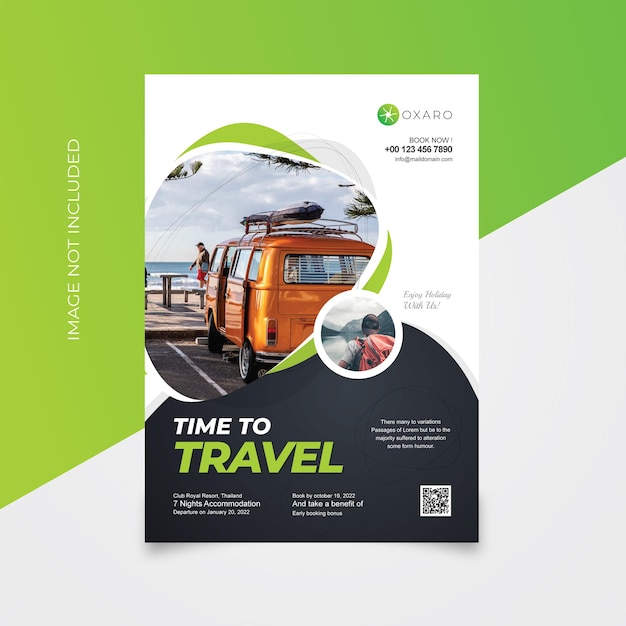 Travel flyer green color template