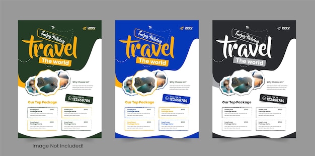 Vector travel flyer and holiday tour flyer design