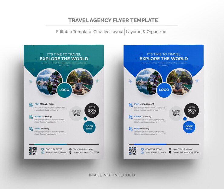 Vector travel flyer holiday tour poster template