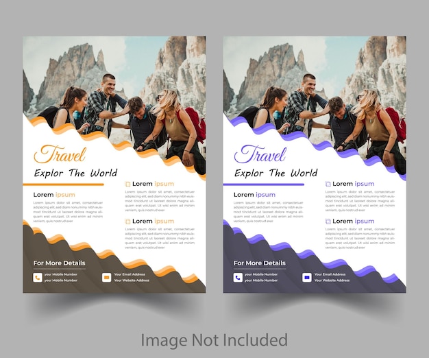 Vector travel flyer layout with circular elements