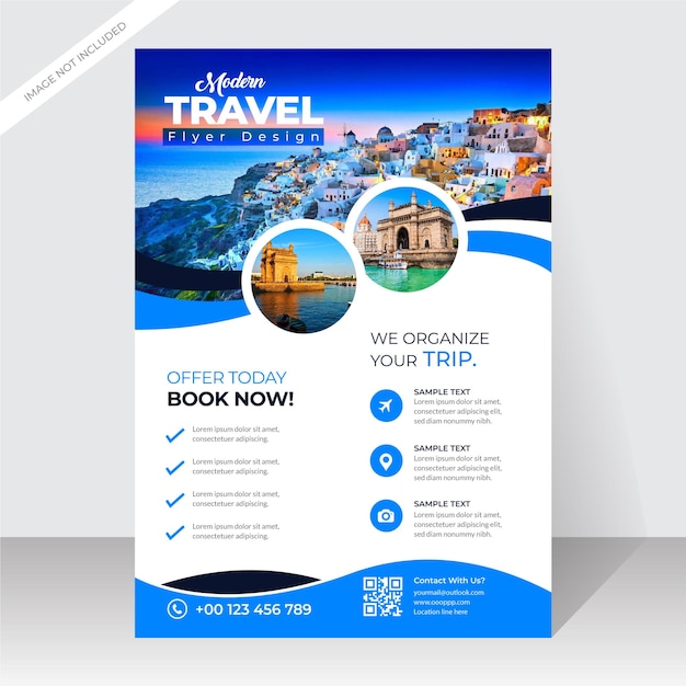 Vector travel flyer modern travel flyer template design