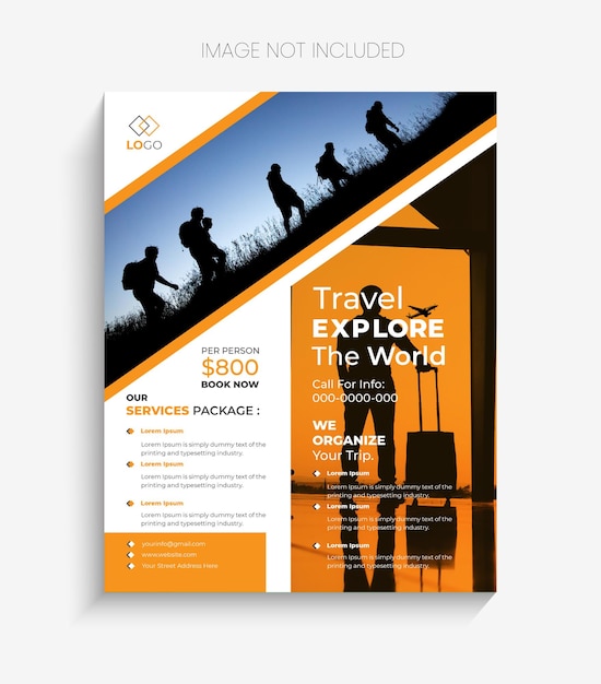 Travel flyer poster brochure design layout space for photo background.