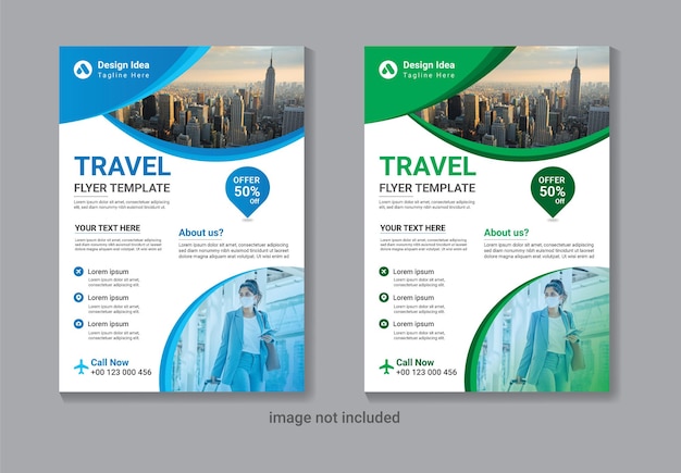 Travel flyer template cover design