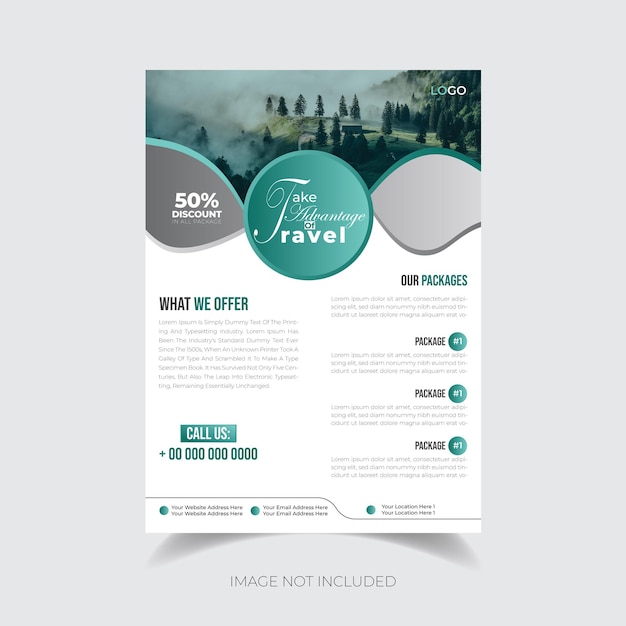 Vector travel flyer template layout design