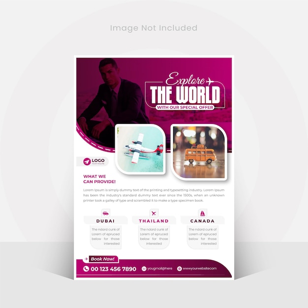 Vector travel flyer template and tourism brochure