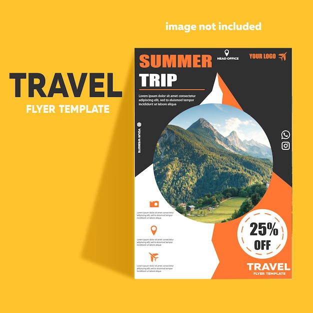 Travel flyer template in vector format. Trendy design.