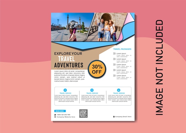 Vector travel flyer template with abstract background and modern layout use for ads and business profile