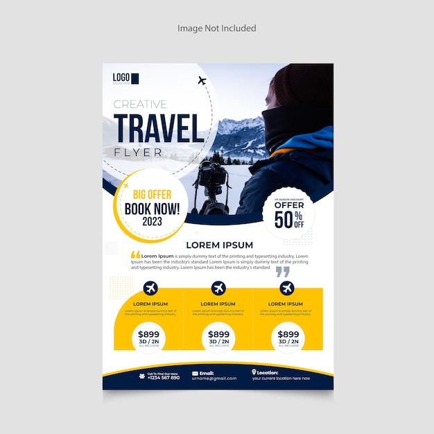 Travel flyer template with image