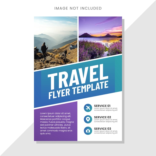 Travel flyer template with photo space