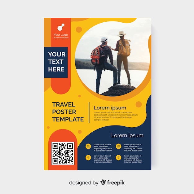 Travel flyer template with photo