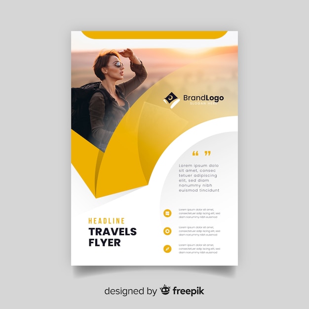 Travel flyer template with photo