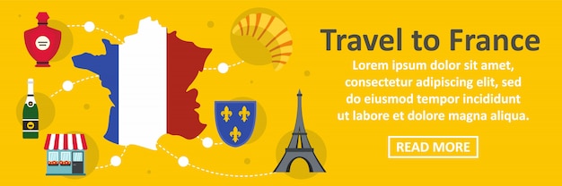 Travel to france banner horizontal concept