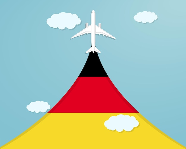 Travel to germany by flight destination concept paper cut vacation idea