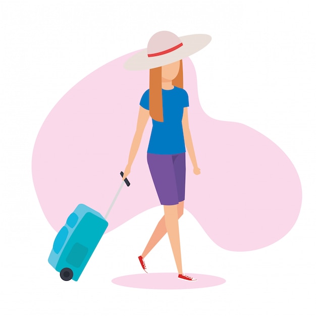 Vector travel girl with bag design