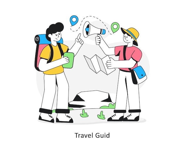 旅行ガイド フラットスタイルデザイン ベクトルイラスト ストックイラスト