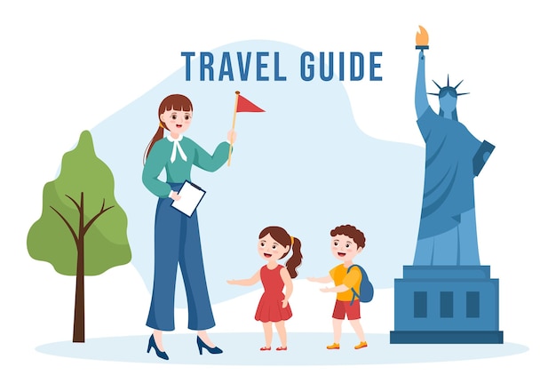 Travel Guide and Tour with Showing Interesting Places for Planning Vacation in Flat Illustration