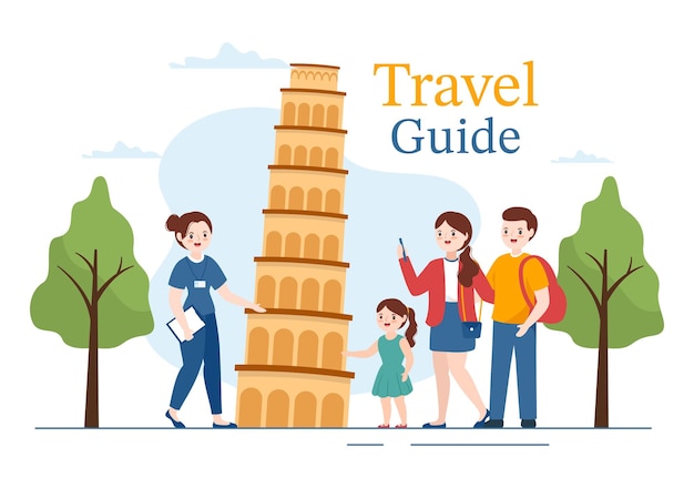 Travel Guide and Tour with Showing Interesting Places for Planning Vacation in Flat Illustration