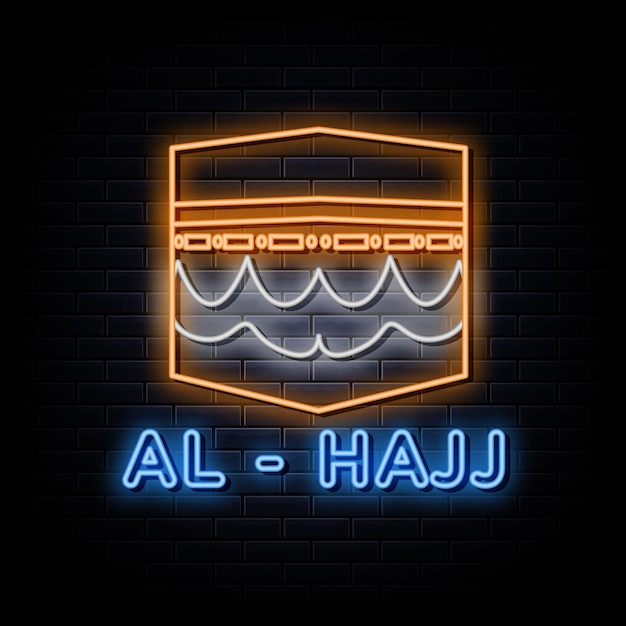 Travel hajj and umrah neon sign