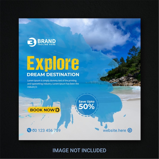 Travel holiday banner for social media instagram post  template