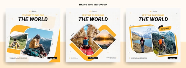 Travel holiday Explore world Instagram post or social media post banner template