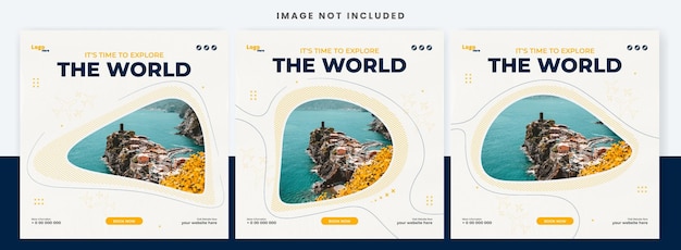 Travel holiday explore world Instagram post or social media post template