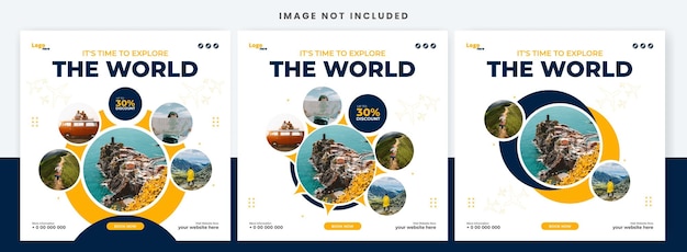 Vector travel holiday explore world instagram post or social media post template