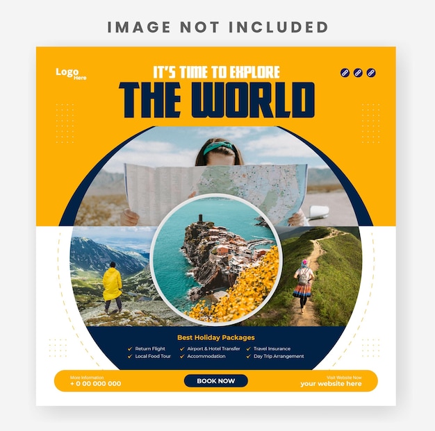 Travel holiday explore world Instagram post or social media post template