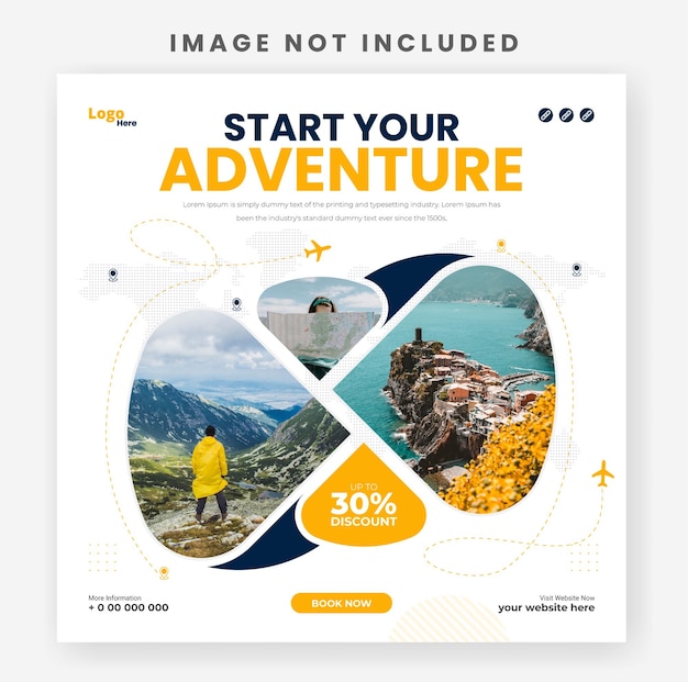 Travel holiday explore world Instagram post or social media post template